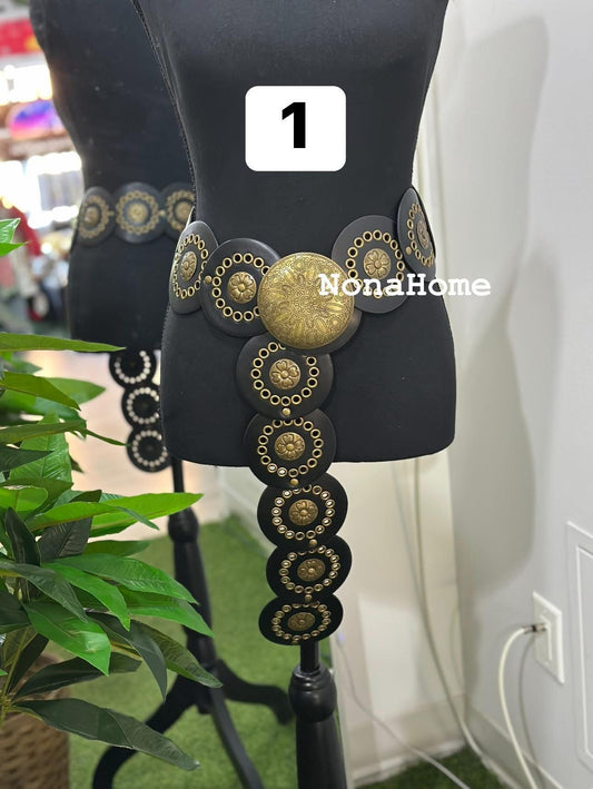 Handmade Bohemian Leather Waist Belt with Vintage Brass Accents – Festival & Statement Fashion Belt