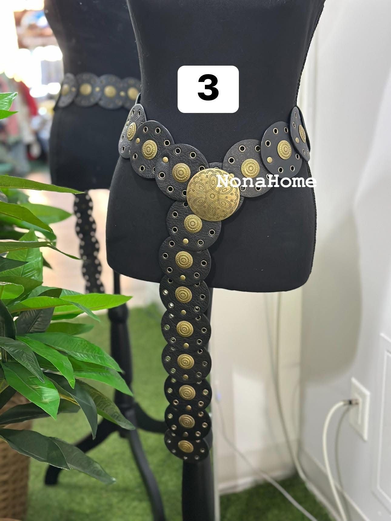 Handmade Bohemian Leather Waist Belt with Vintage Brass Accents β Festival & Statement Fashion Belt