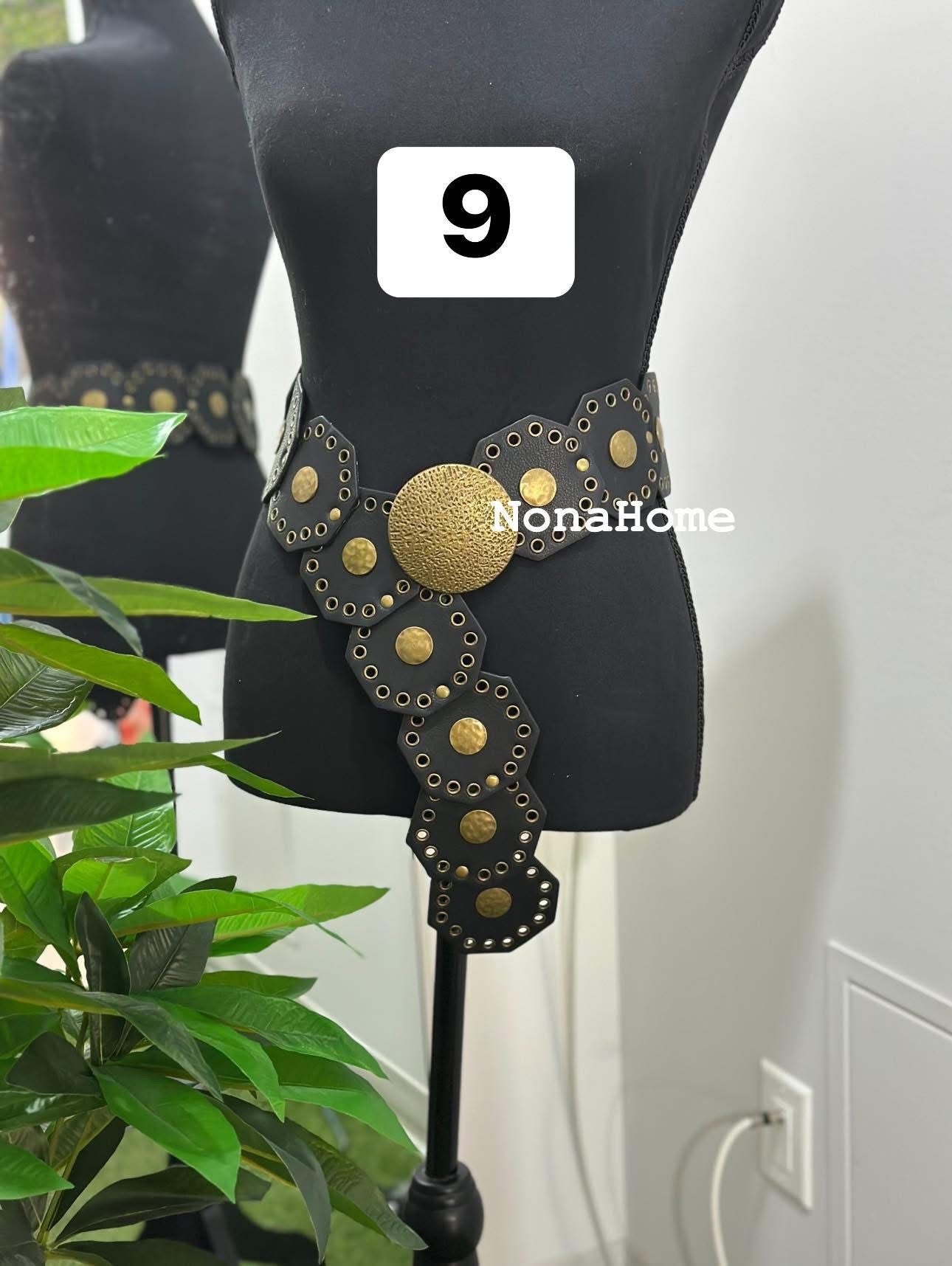 Handmade Bohemian Leather Waist Belt with Vintage Brass Accents β Festival & Statement Fashion Belt