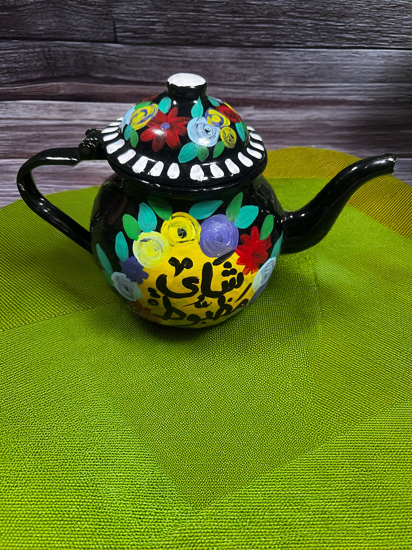 Hand-Painted Floral Tea Set with Tray