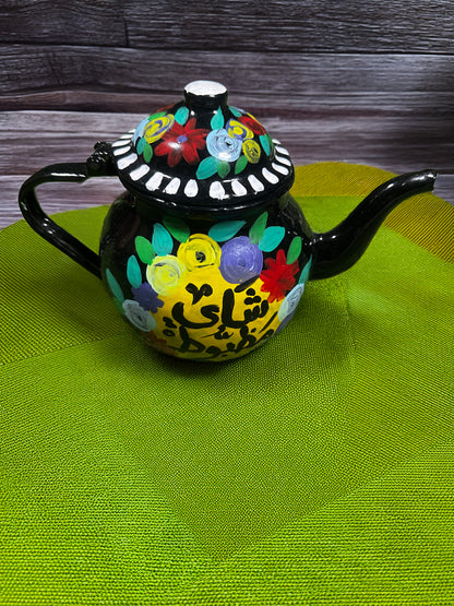 Hand-Painted Floral Tea Set with Tray