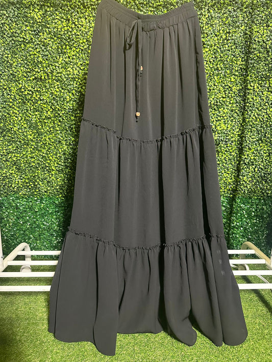 Black Skirt Long Tiered - Lara