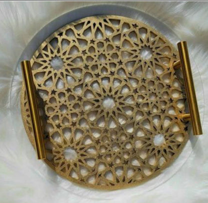 Ramadan Circle Serving Tray Wood and Acrylic