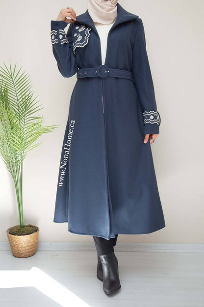 Open Long Coat with Belt