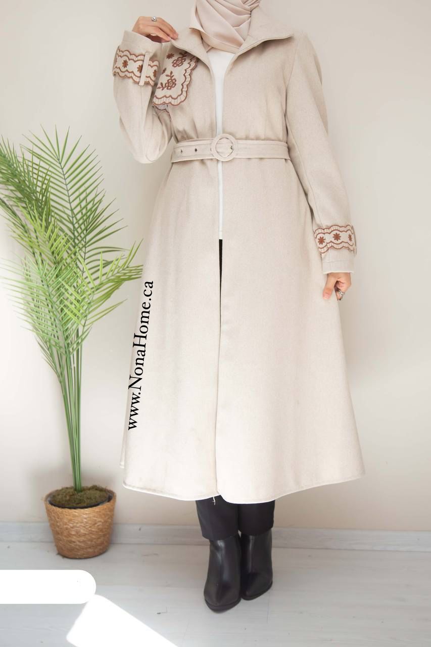 Open Long Coat with Belt