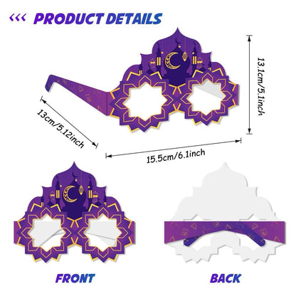 8pcs Happy Eid Mubarak Paper Eyewear Glasses