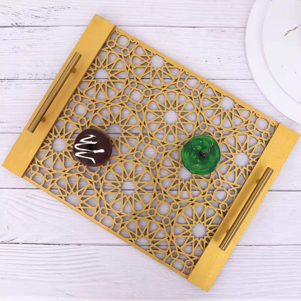 Ramadan Rectangle Serving Tray Wood and Acrylic